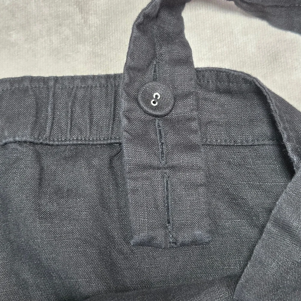Everlane Womens Black 100% Linen Wide Leg Button Front Jumpsuit Jumper Size 4